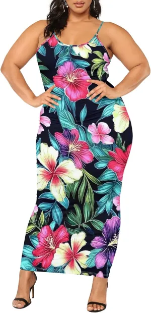 2025 Women Sexy Spaghetti Strap Lang Dress Camisole Sundress Summer Floral Plus Size Dresses Wedding Guests Outfits