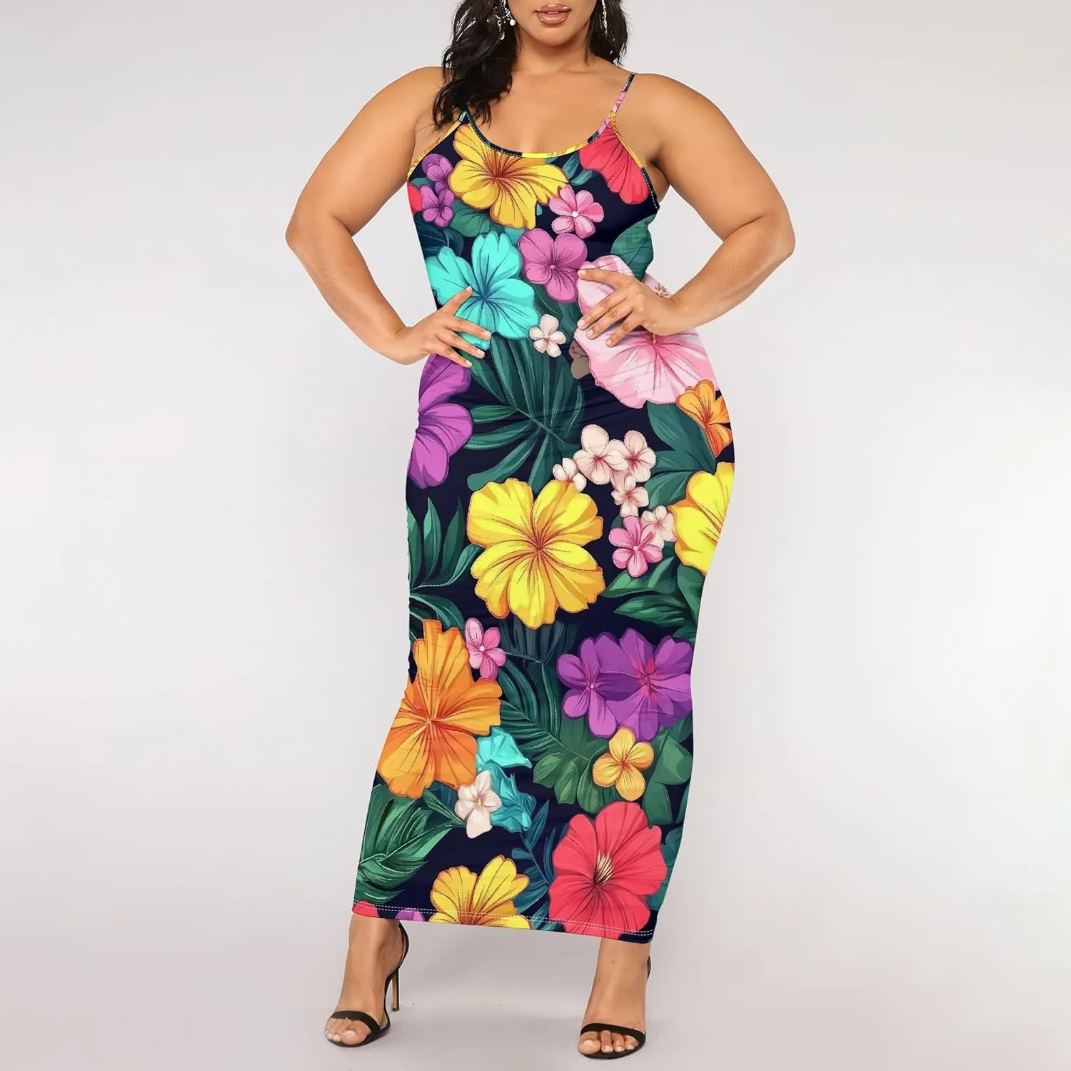 2025 Women Sexy Spaghetti Strap Lang Dress Camisole Sundress Summer Floral Plus Size Dresses Wedding Guests Outfits