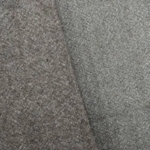 3 3/8 YD PC-Deep Brown/Silver Gray Wool Blend Tweed Shirting Fabric