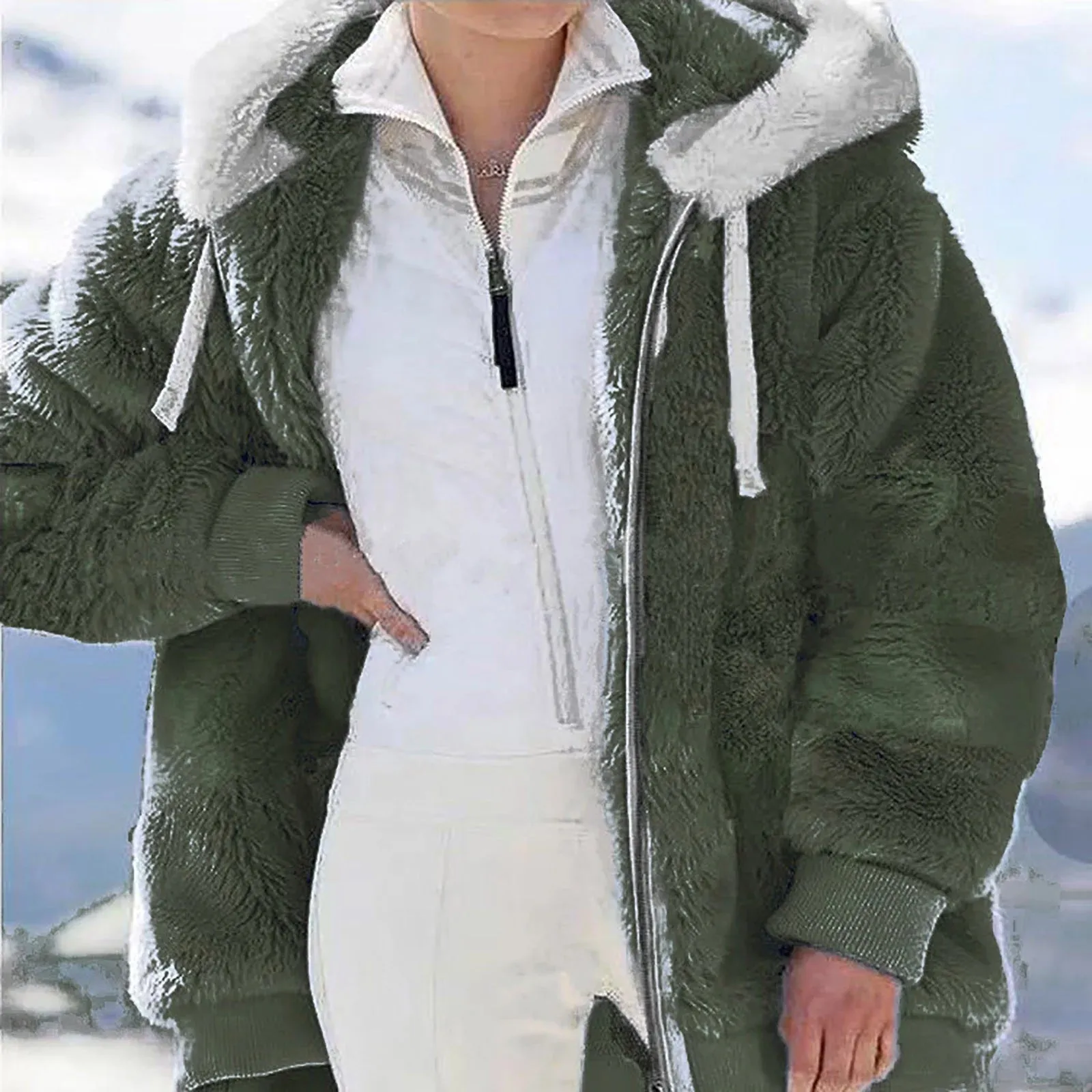 50% Off Clear!Winter Long Coats for Women, Women Plus Size Winter Warm Loose Plush Zip Hooded Jacket Coat Gifts Christmas Gift