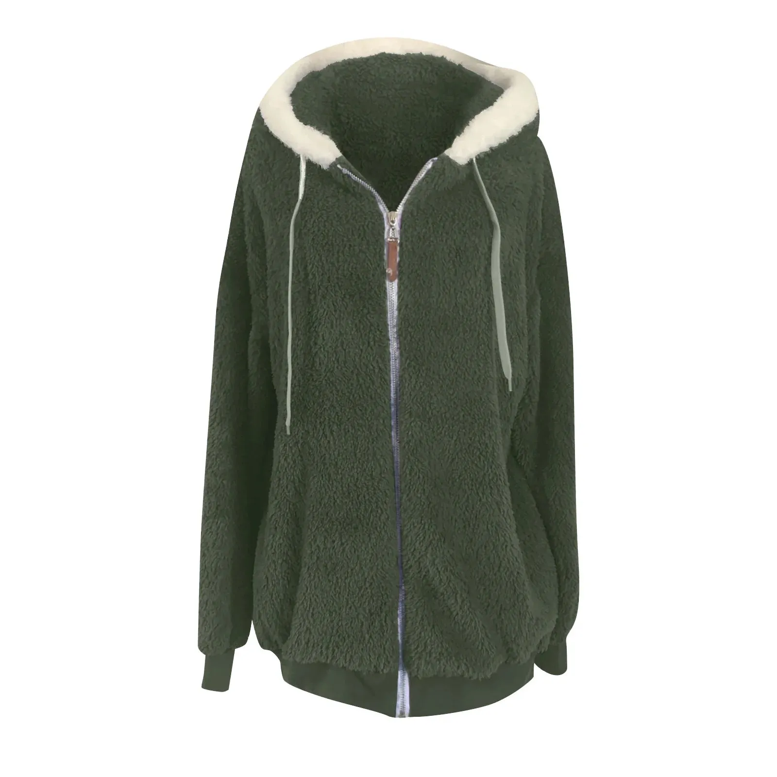 50% Off Clear!Winter Long Coats for Women, Women Plus Size Winter Warm Loose Plush Zip Hooded Jacket Coat Gifts Christmas Gift