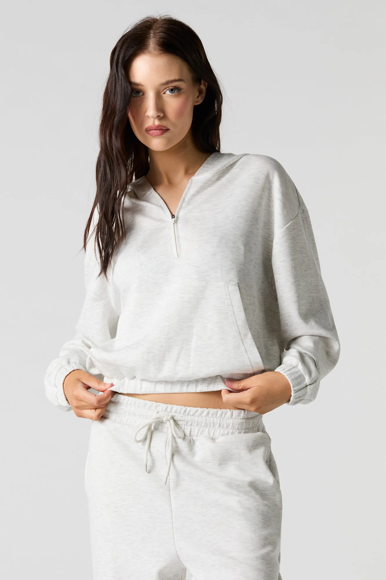 Active Quarter Zip Cinched Fleece Hoodie