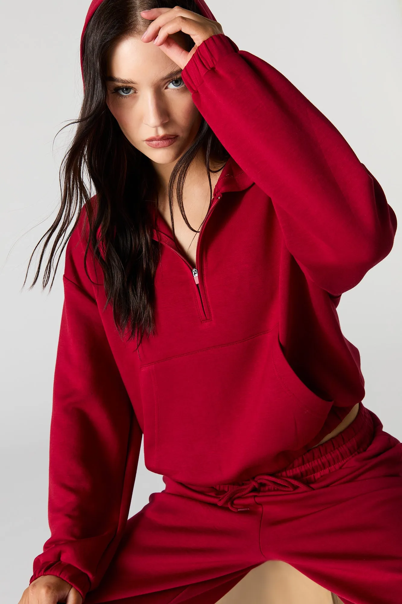 Active Quarter Zip Cinched Fleece Hoodie