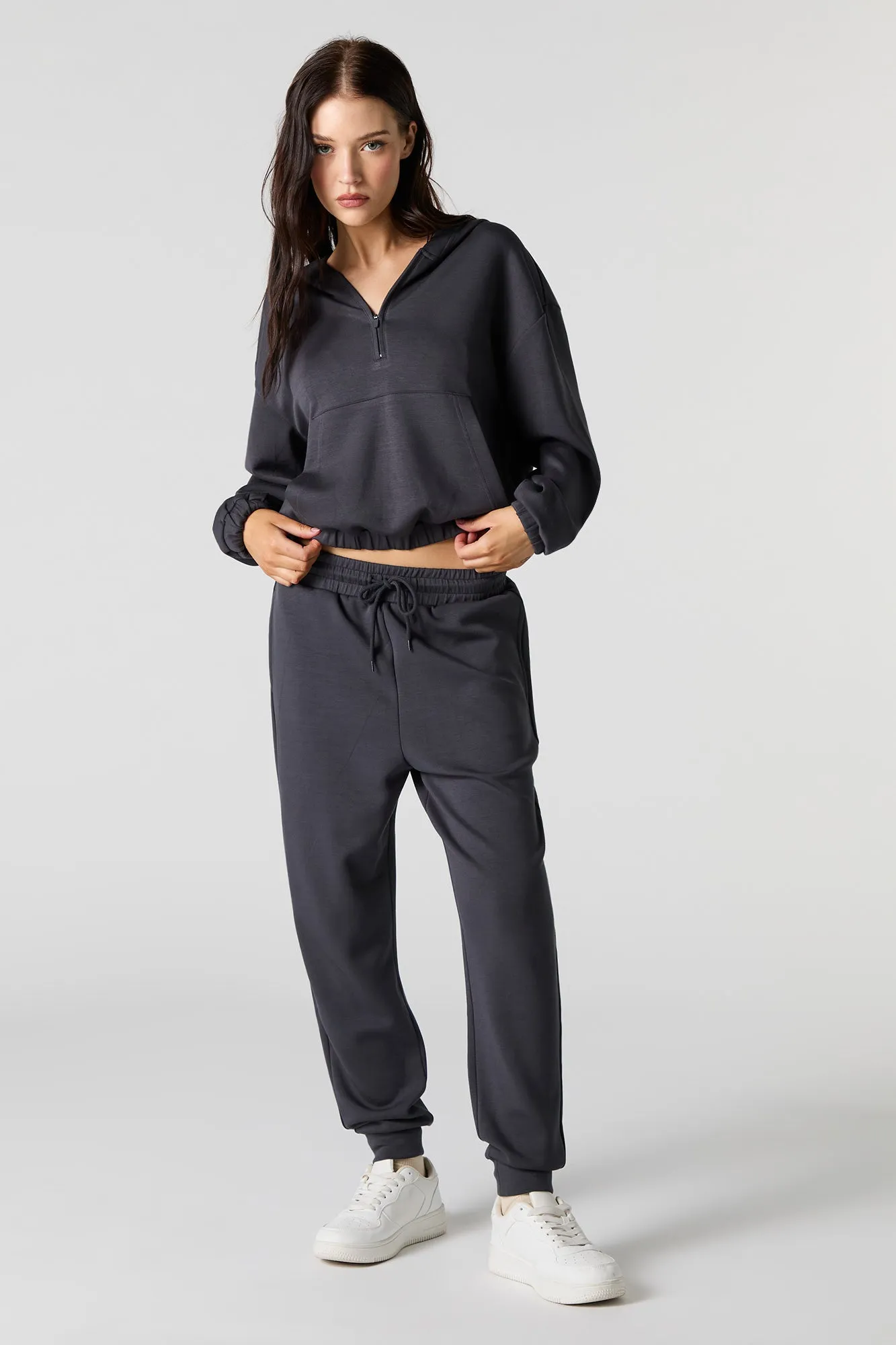 Active Quarter Zip Cinched Fleece Hoodie