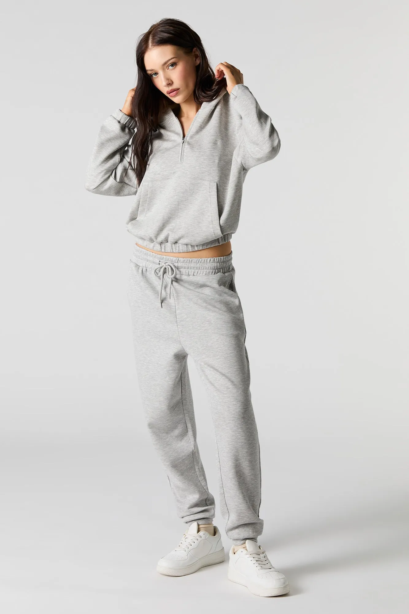 Active Quarter Zip Cinched Fleece Hoodie