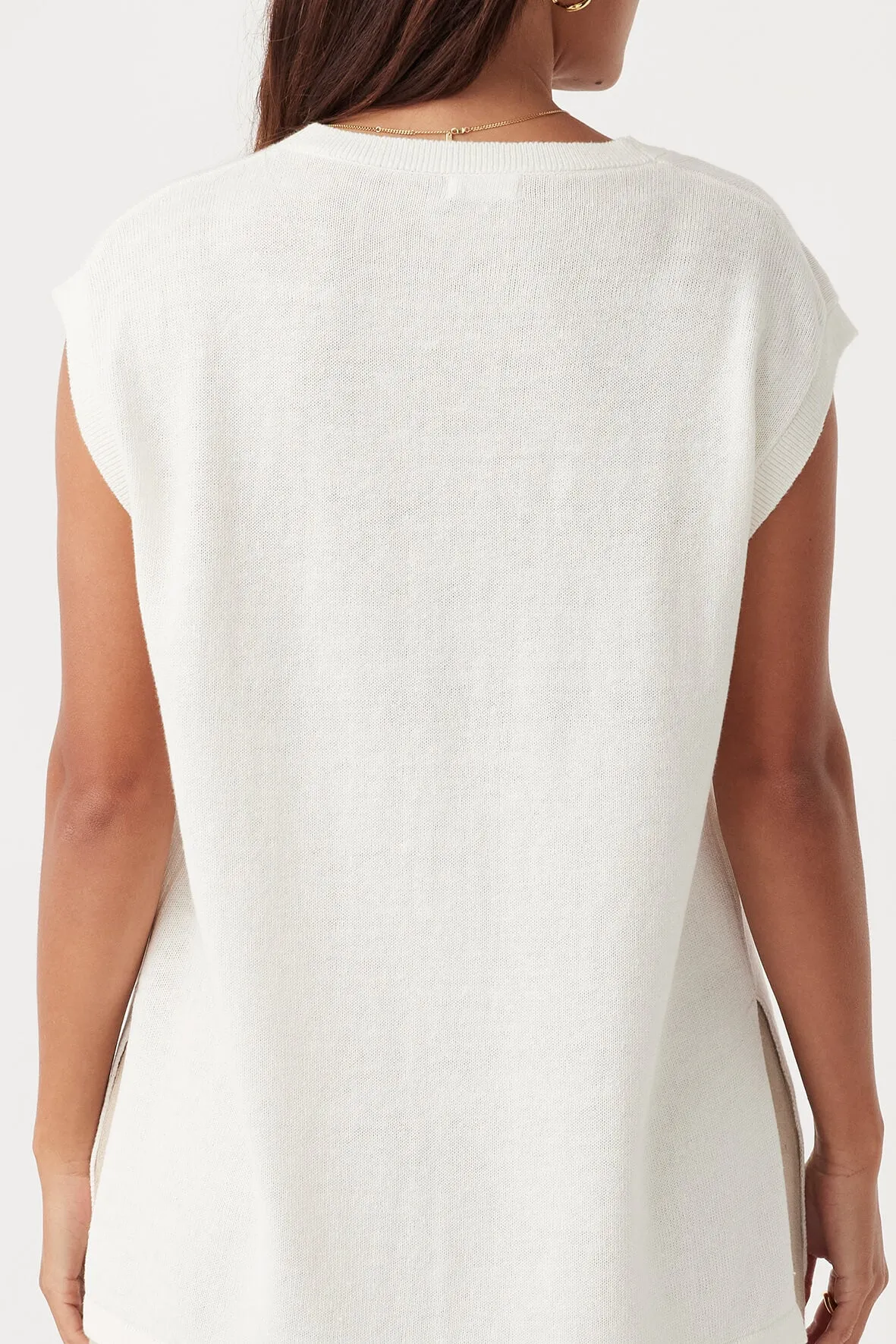 Ada Cotton Linen Vest - Cream