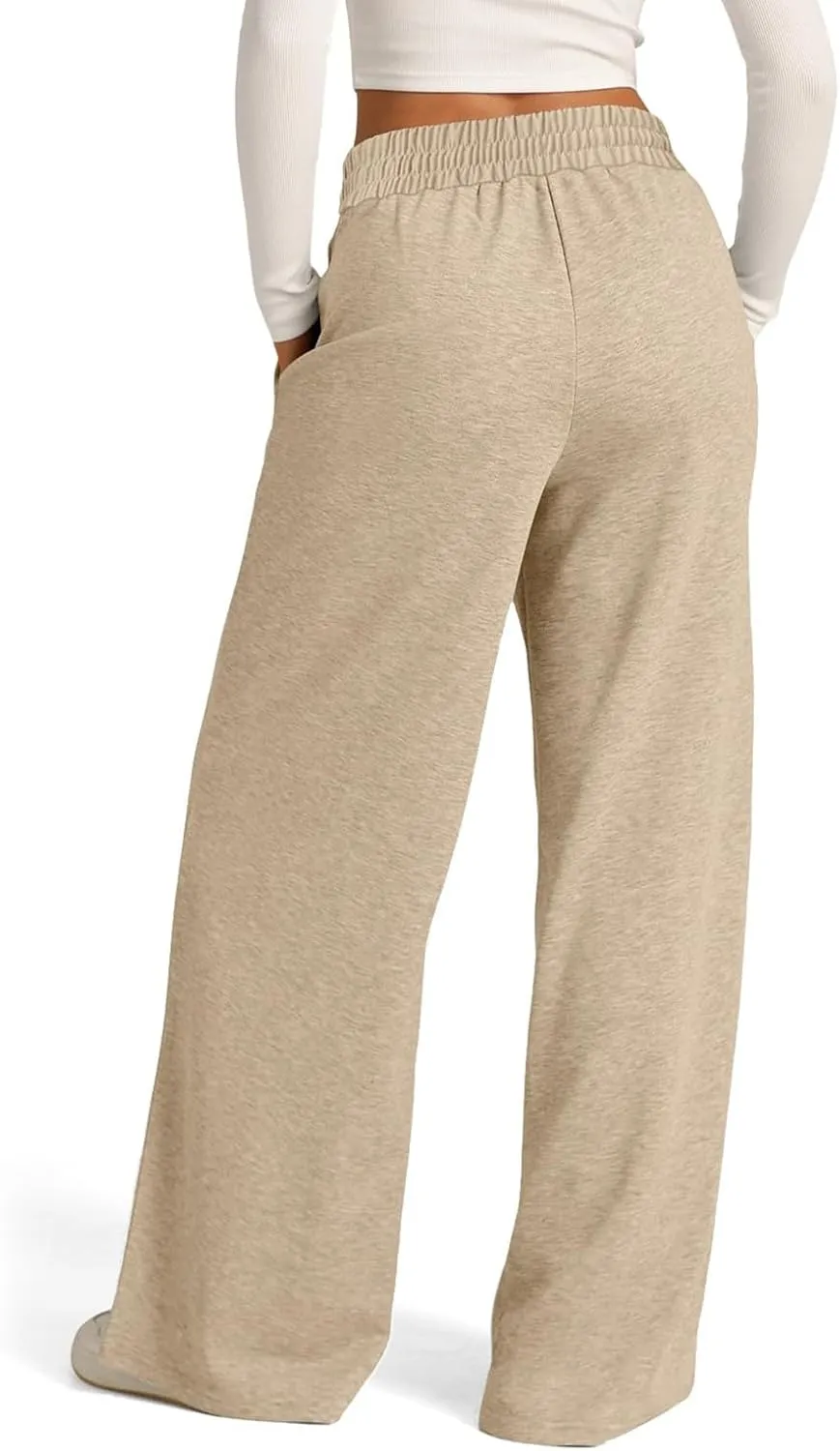 ADHOWBEW Sweat Pants for Womens 2025 Wide Leg High Rise Casual Trendy Elastic Waist Comfy Athletic Joggers