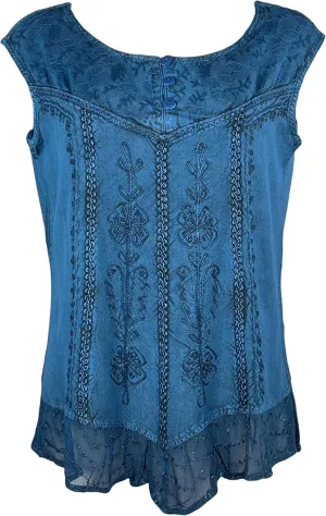 Agan Traders 2025 Summer Sleeveless Embroidered Blouses for Women - Summer Fashion Bohemian Tops - Women's Blouses Tank Tops