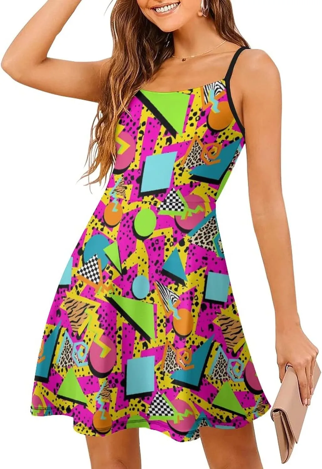 AMRANDOM Women's 2023 Summer Casual Sleeveless Crew Neck Beach Dress