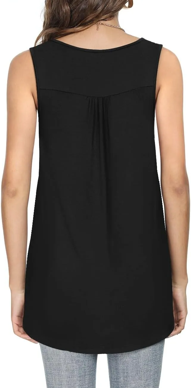 Aodemo Womens 2025 Summer Tank Tops Sleeveless Shirts Henley Tunic Ladies Flowy Casual Blouse for Leggings