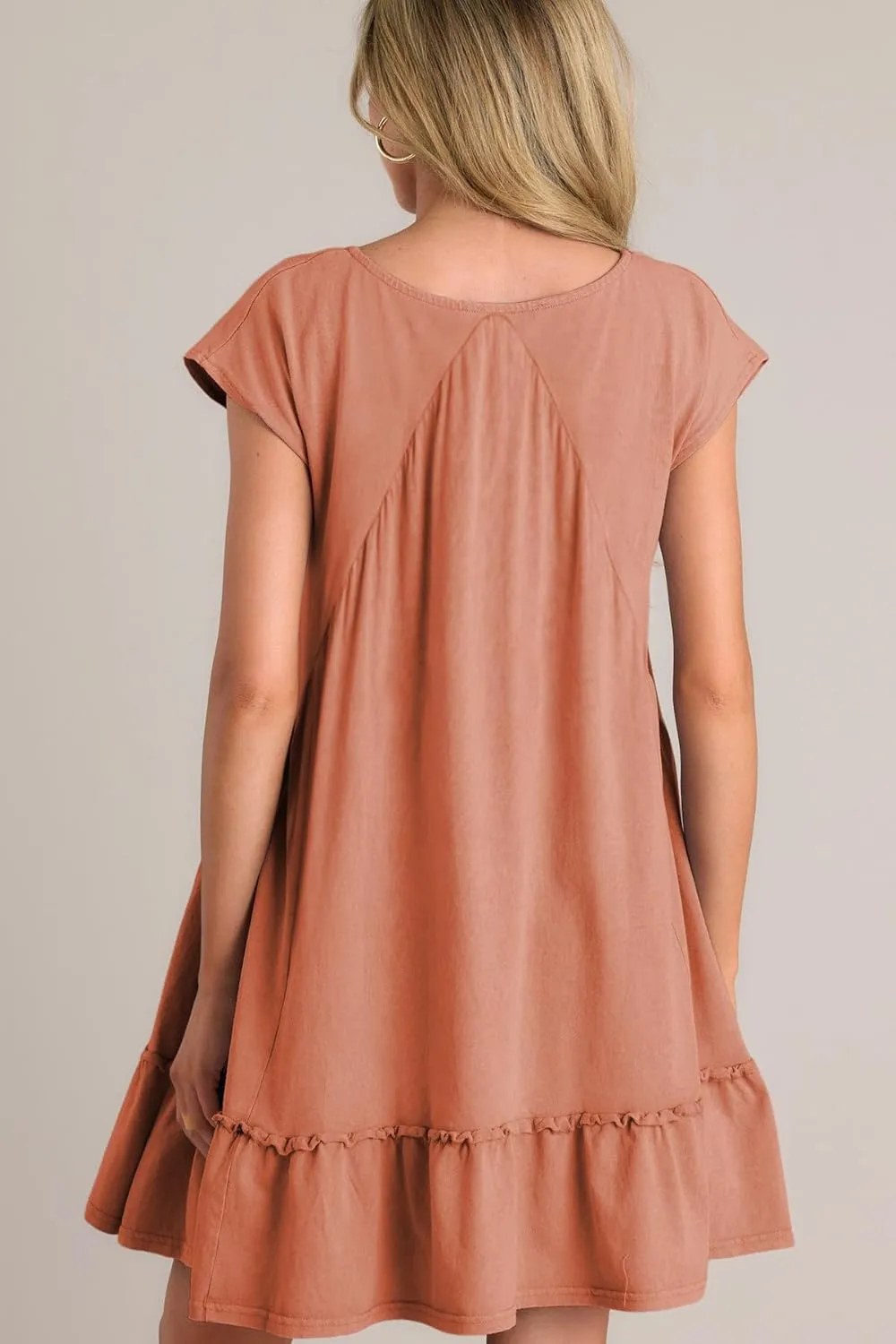 APAFES Women's Elegant Mini Dress A Line V-Neck Ruffle Dress 2025 Summer Fashion Outfits