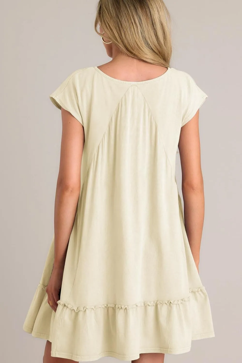 APAFES Women's Elegant Mini Dress A Line V-Neck Ruffle Dress 2025 Summer Fashion Outfits
