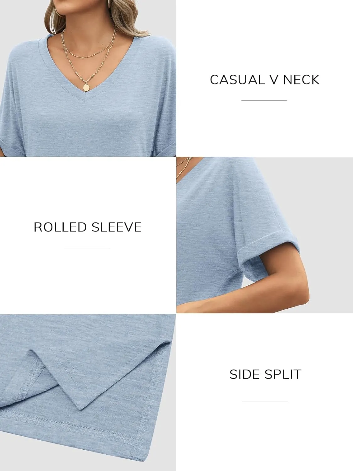 ATHMILE Womens Summer 2025 V Neck Casual Tunic Tops Spring Fashion Basic Trendy Outfits