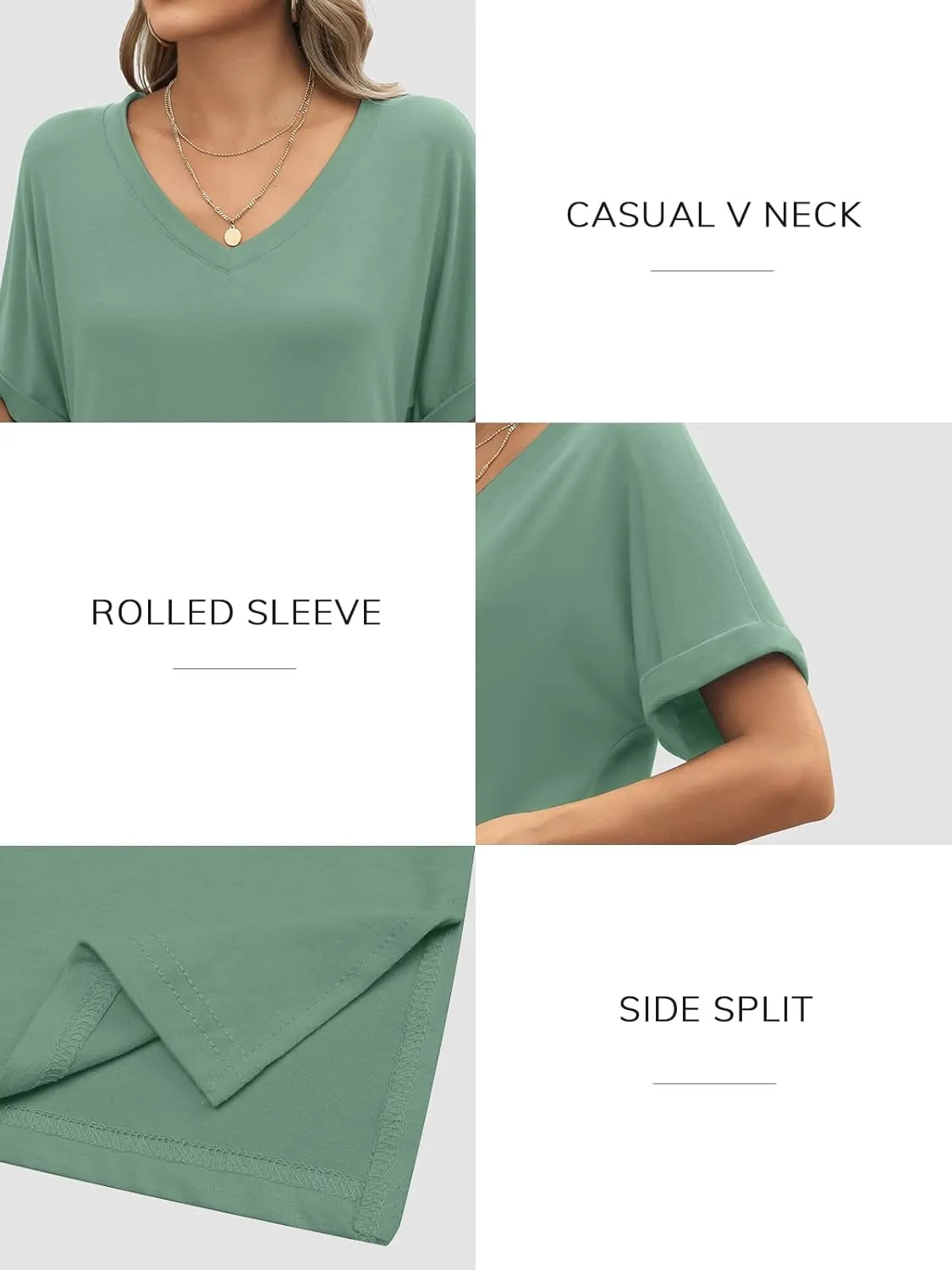 ATHMILE Womens Summer 2025 V Neck Casual Tunic Tops Spring Fashion Basic Trendy Outfits