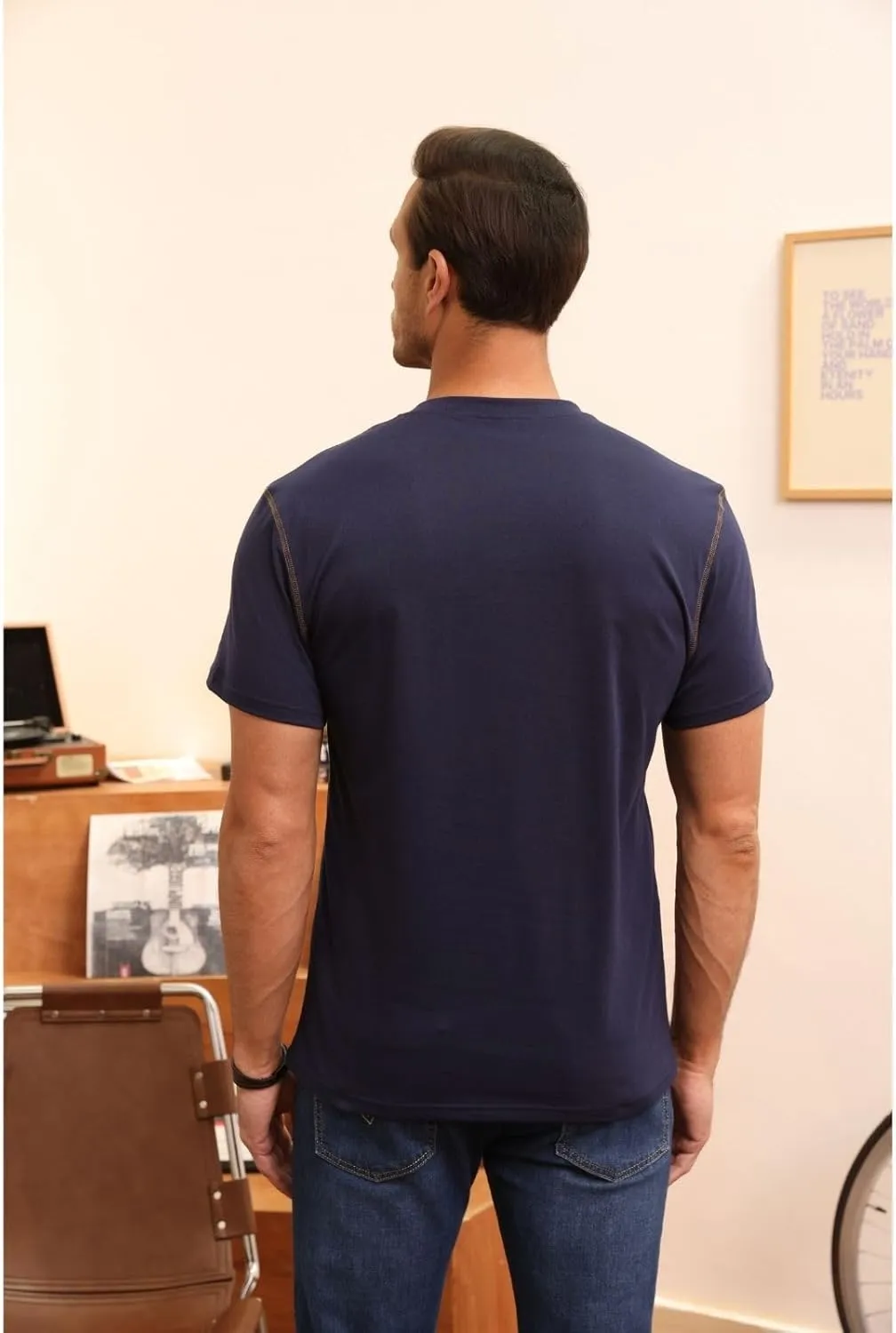 Aulemen Men's Henley Shirts Short Sleeve Casual Lightweight Slim Fit Basic Button T-Shirt with Pocket