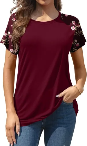 AYIFU Women's Loose Fit Raglan Sleeve Rayon T-Shirt Casual Summer Tunic Tops Trendy