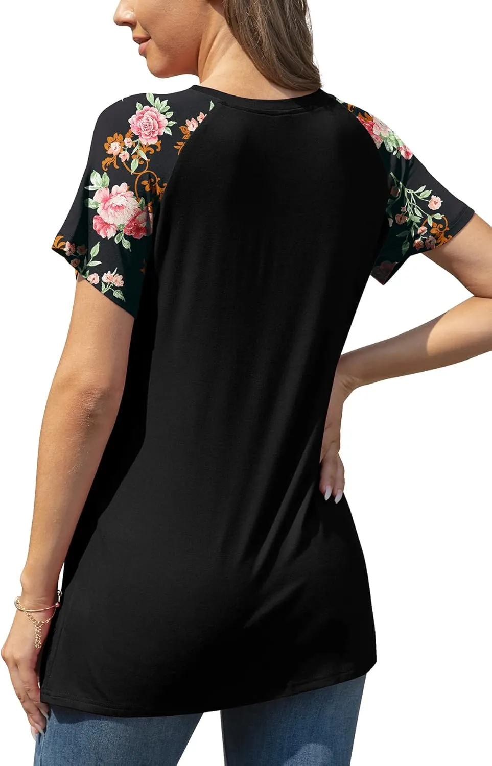 AYIFU Women's Loose Fit Raglan Sleeve Rayon T-Shirt Casual Summer Tunic Tops Trendy