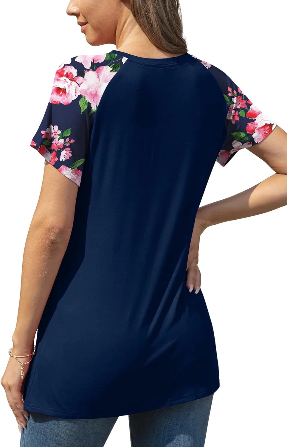 AYIFU Women's Loose Fit Raglan Sleeve Rayon T-Shirt Casual Summer Tunic Tops Trendy