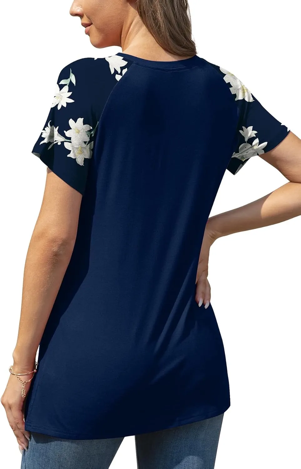 AYIFU Women's Loose Fit Raglan Sleeve Rayon T-Shirt Casual Summer Tunic Tops Trendy