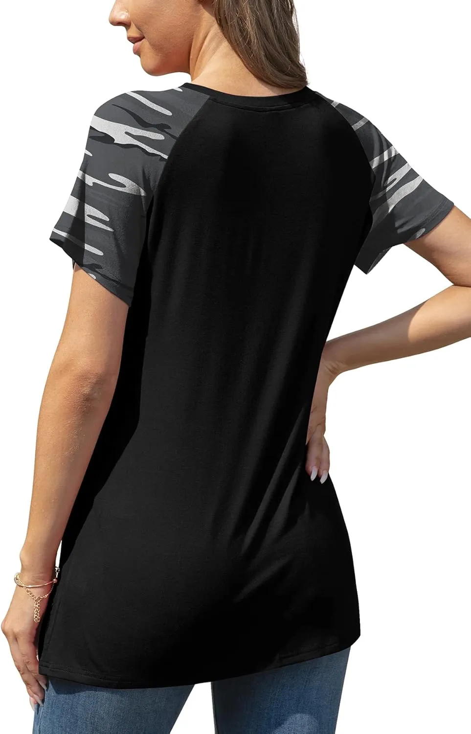 AYIFU Women's Loose Fit Raglan Sleeve Rayon T-Shirt Casual Summer Tunic Tops Trendy
