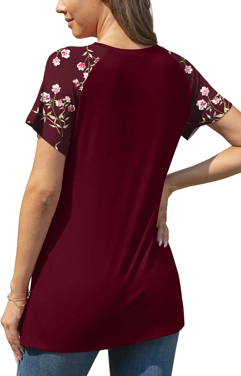 AYIFU Women's Loose Fit Raglan Sleeve Rayon T-Shirt Casual Summer Tunic Tops Trendy