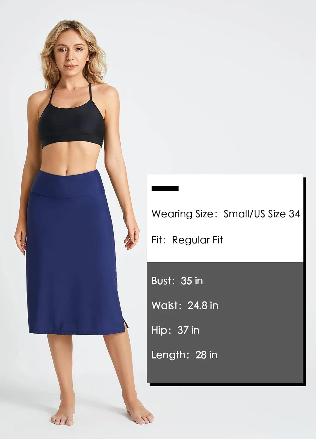 baleaf Women's 28" Midi Length Long Swim Skirts with Legging Modest High Waisted Tankini Skirt Bottom UPF 50 