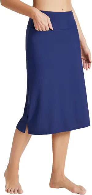 baleaf Women's 28" Midi Length Long Swim Skirts with Legging Modest High Waisted Tankini Skirt Bottom UPF 50 