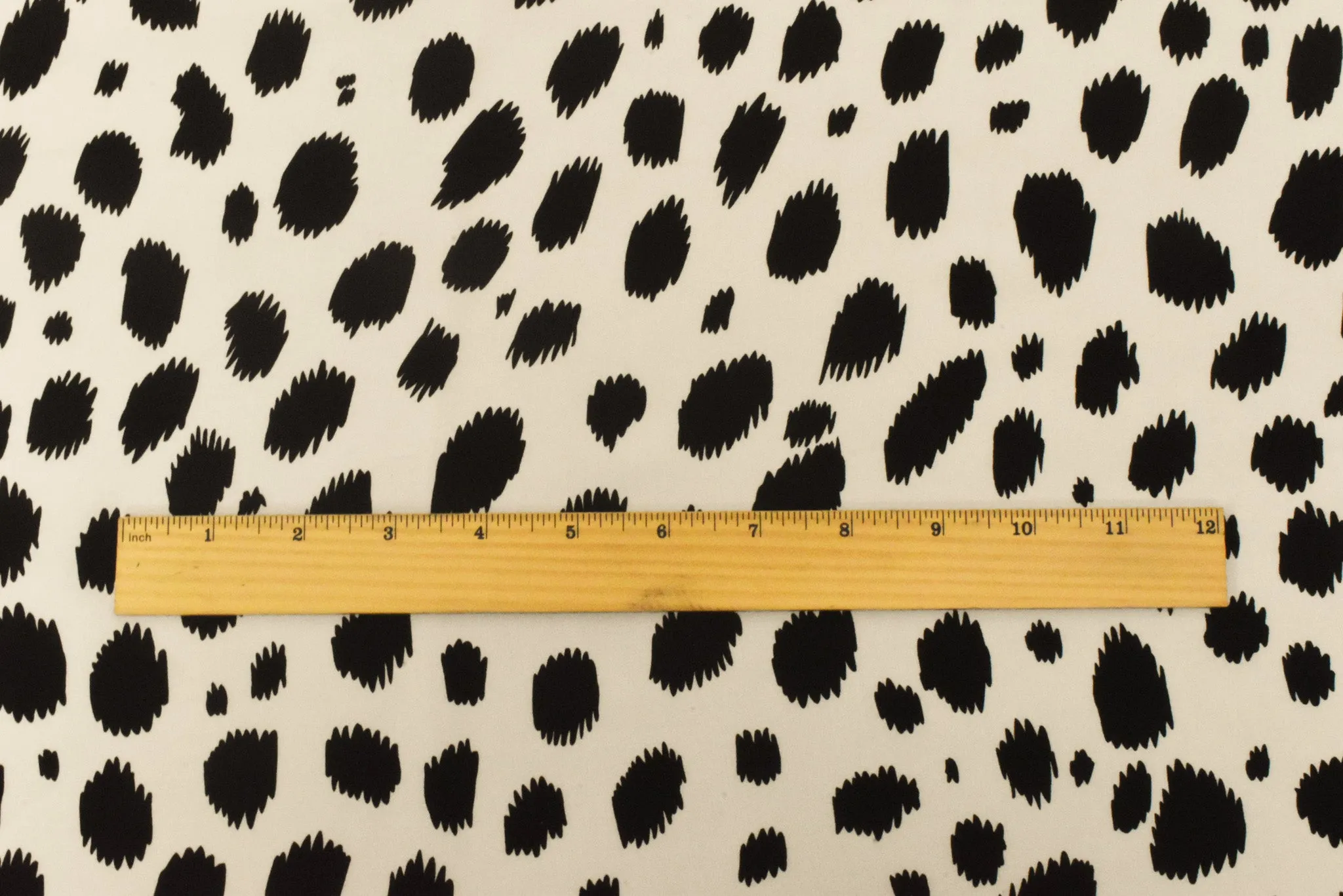 Black-Ivory Famous Designer Silk Spots Printed Crepe De Chine Fabric