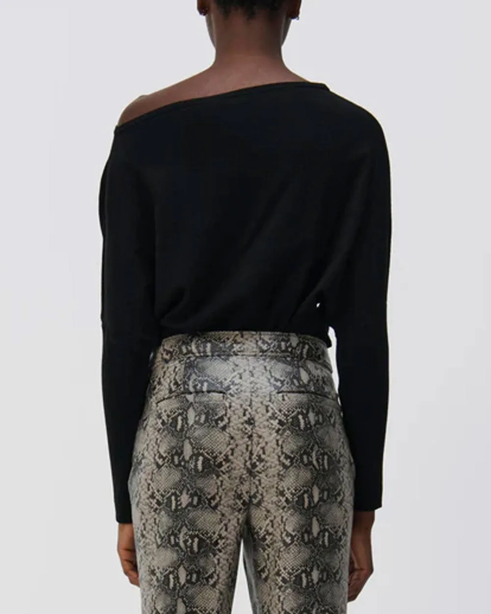 Black Lavina Off The Shoulder Drape Sweater