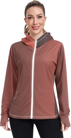 Black Red Gradient Womens Sun Protection Shirts UPF 50  Sun Protection Hoodie Jacket Women's Hoodie Zip Front Rash Guard