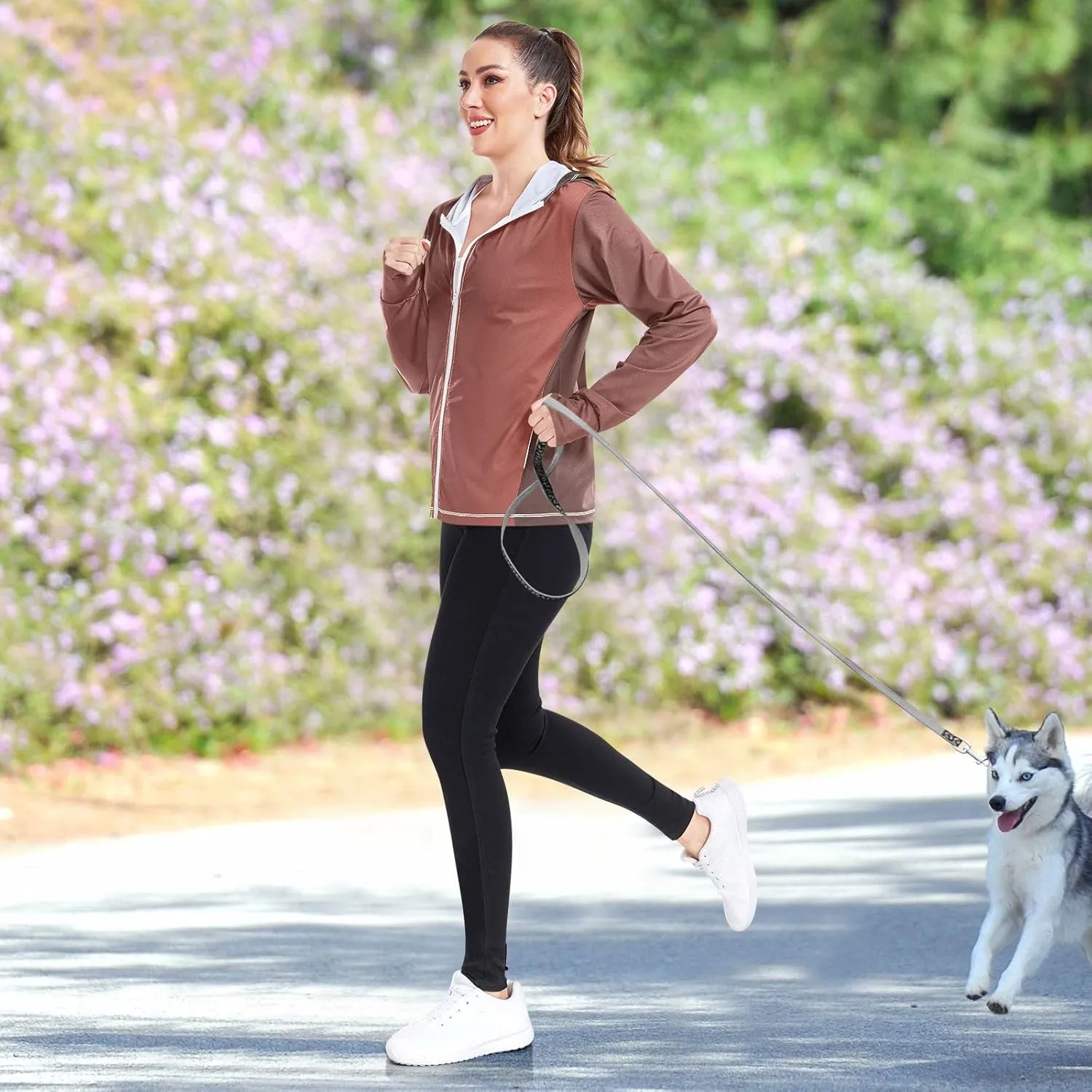 Black Red Gradient Womens Sun Protection Shirts UPF 50  Sun Protection Hoodie Jacket Women's Hoodie Zip Front Rash Guard