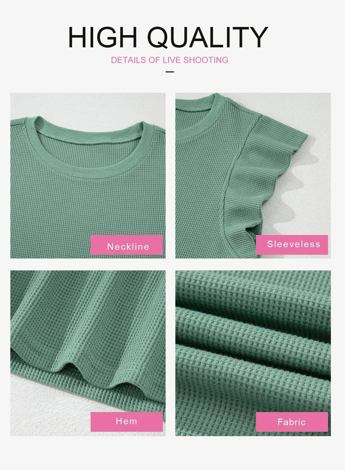BLENCOT Tank Top for Women Trendy Sleeveless Loose Ruffle Sleeve Casual Waffle Basic Summer Spring Tops