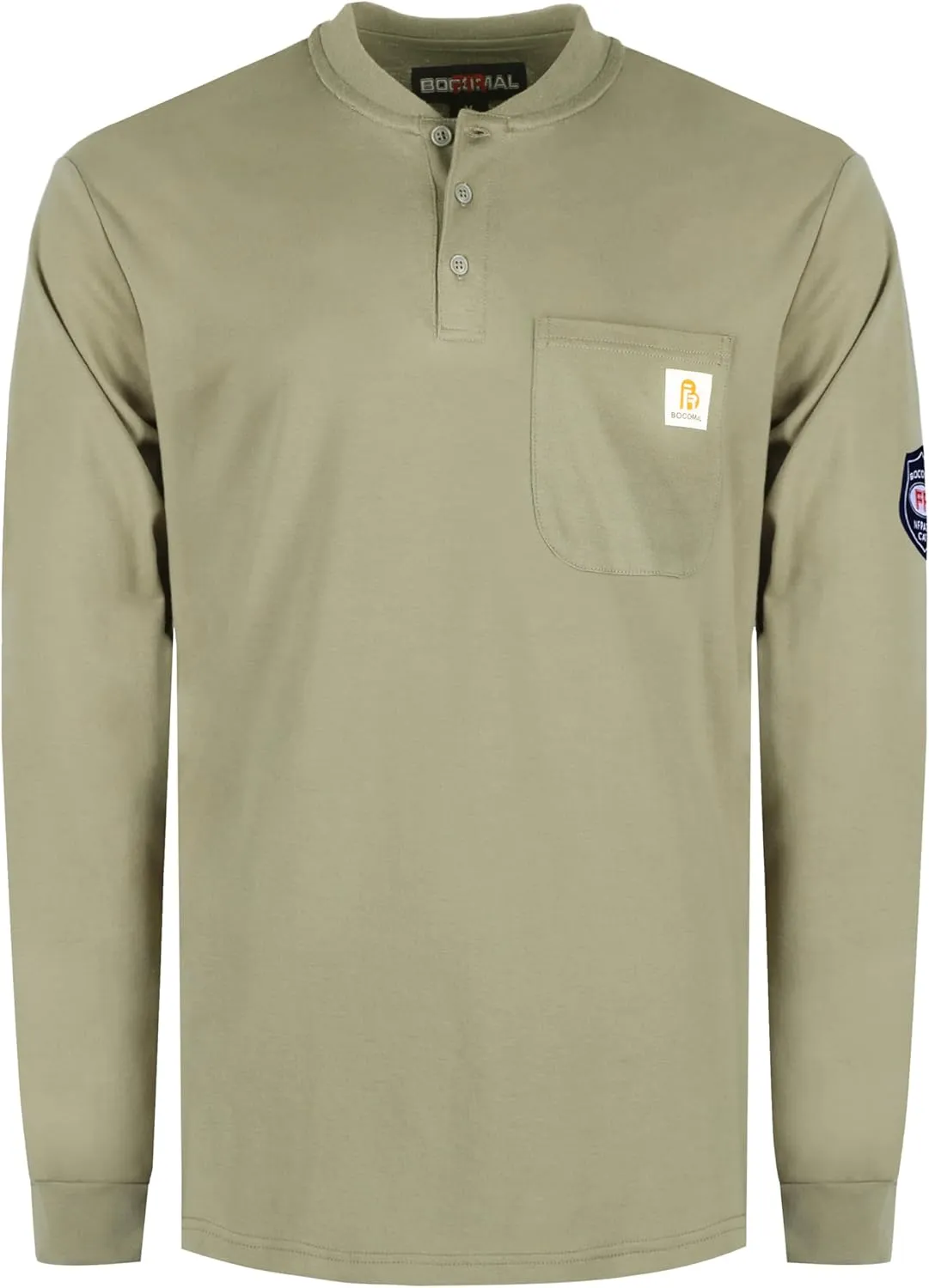 BOCOMAL FR Shirts Henley 7oz Midweight Fire Resistant Clothing NFPA2112 CAT2 Men's Flame Retardant Work Shirt