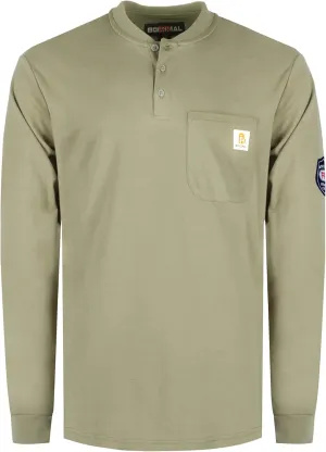 BOCOMAL FR Shirts Henley 7oz Midweight Fire Resistant Clothing NFPA2112 CAT2 Men's Flame Retardant Work Shirt