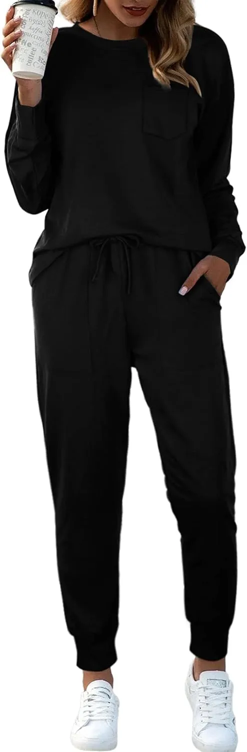 Bofell Lounge Sets for Women Two Piece Travel Outfits Sweatsuits 2 Piece Fashion 2024 Trendy Pajamas