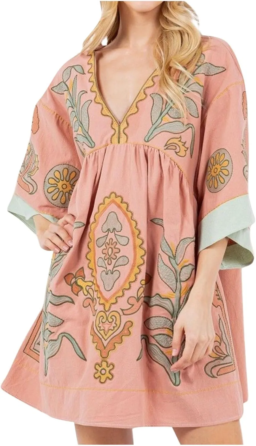 Boho Dresses for Women 2024 Women's Fall Dress Long Sleeve Fashion Ruched Fitted Pleated Plus Size Dresses