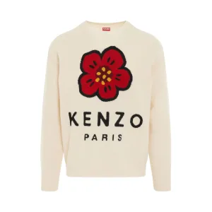 Boke Flower Knit Jumper in Off White