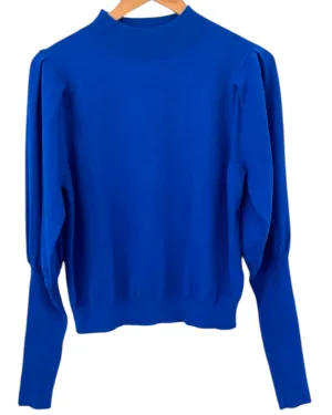 Bright Winter Lively Lapis Puff Pleat Sleeve Sweater
