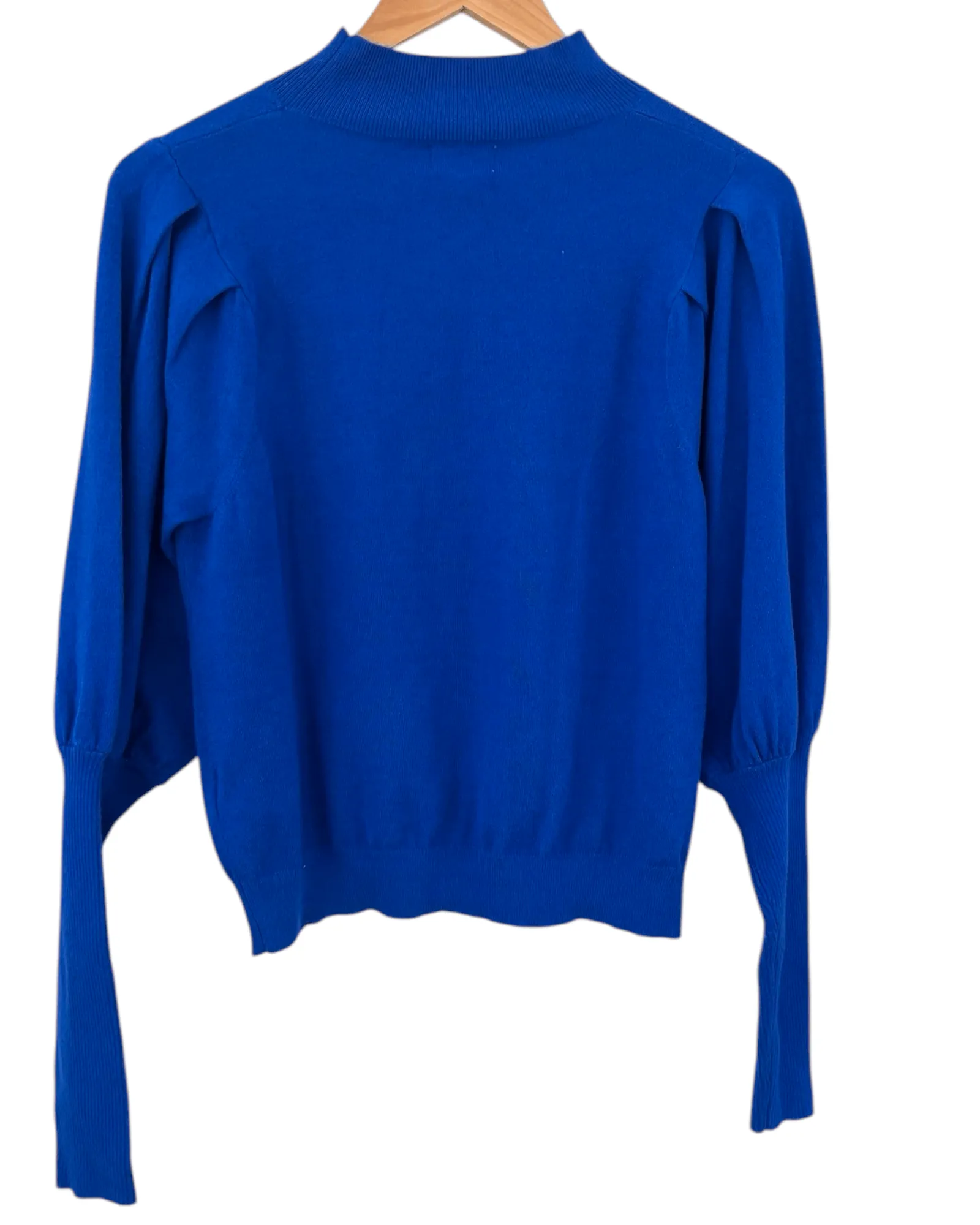Bright Winter Lively Lapis Puff Pleat Sleeve Sweater