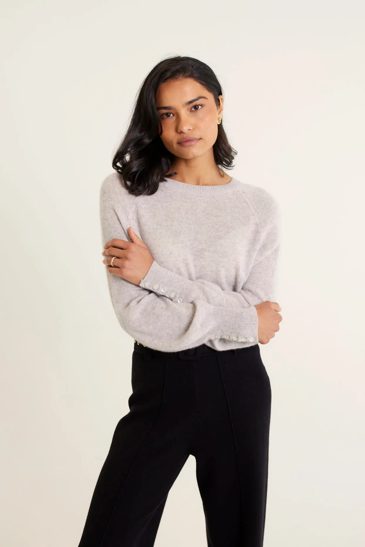 Broadway Cashmere Sweater In Fly Ash