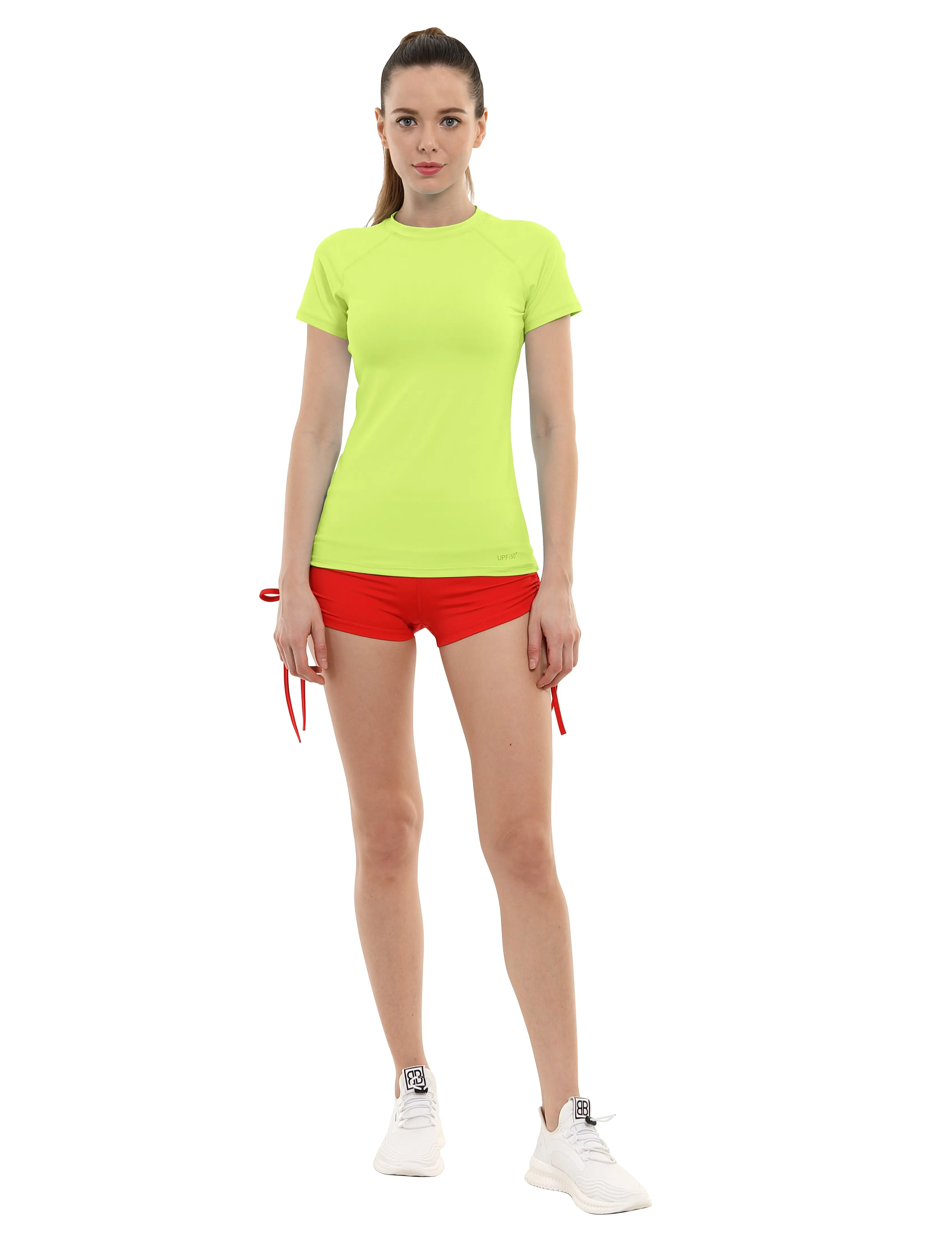 BUBBLELIME 84P/16S Short Sleeve Rashguard for Women_Gym