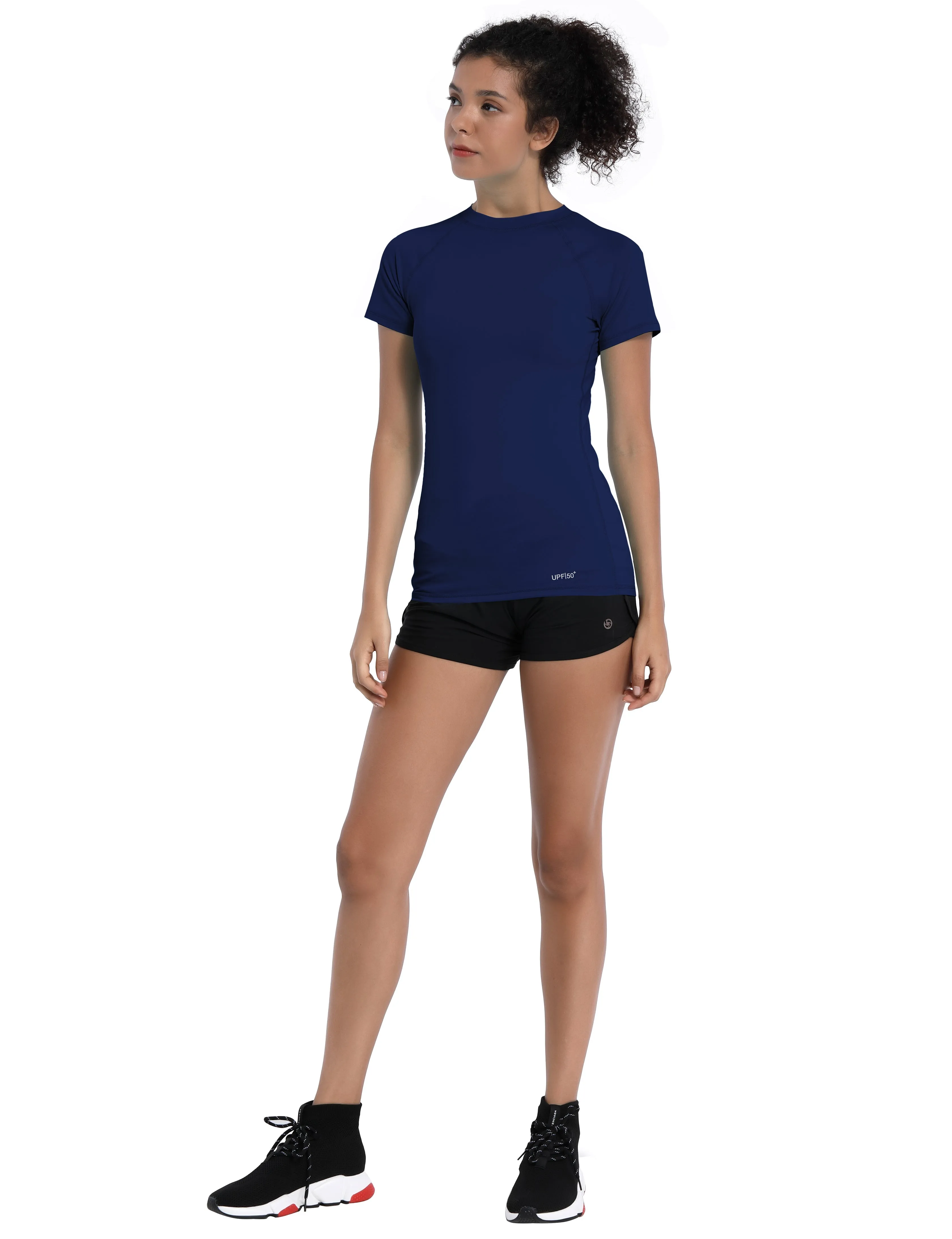 BUBBLELIME 84P/16S Short Sleeve Rashguard for Women_Gym