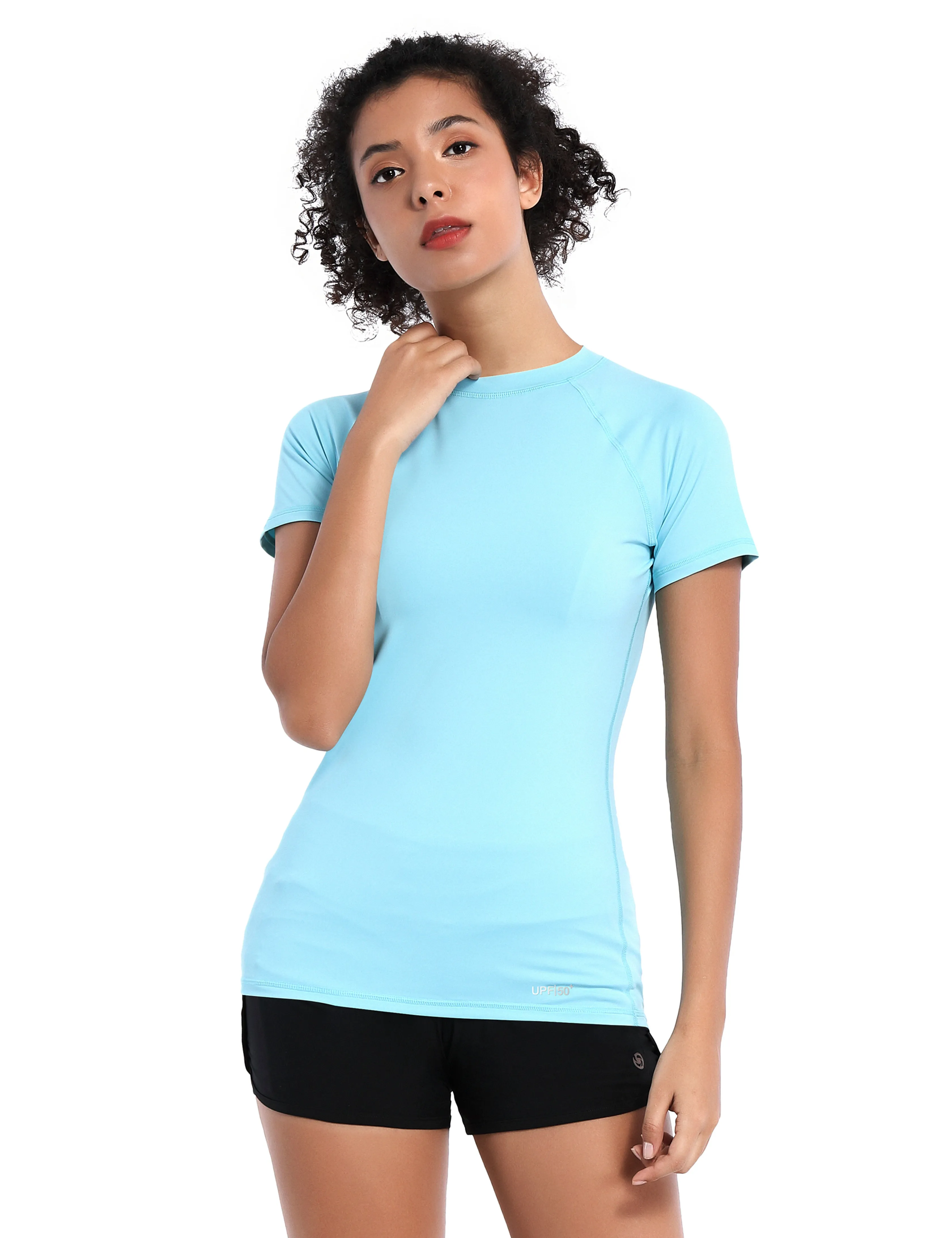 BUBBLELIME 84P/16S Short Sleeve Rashguard for Women_Gym