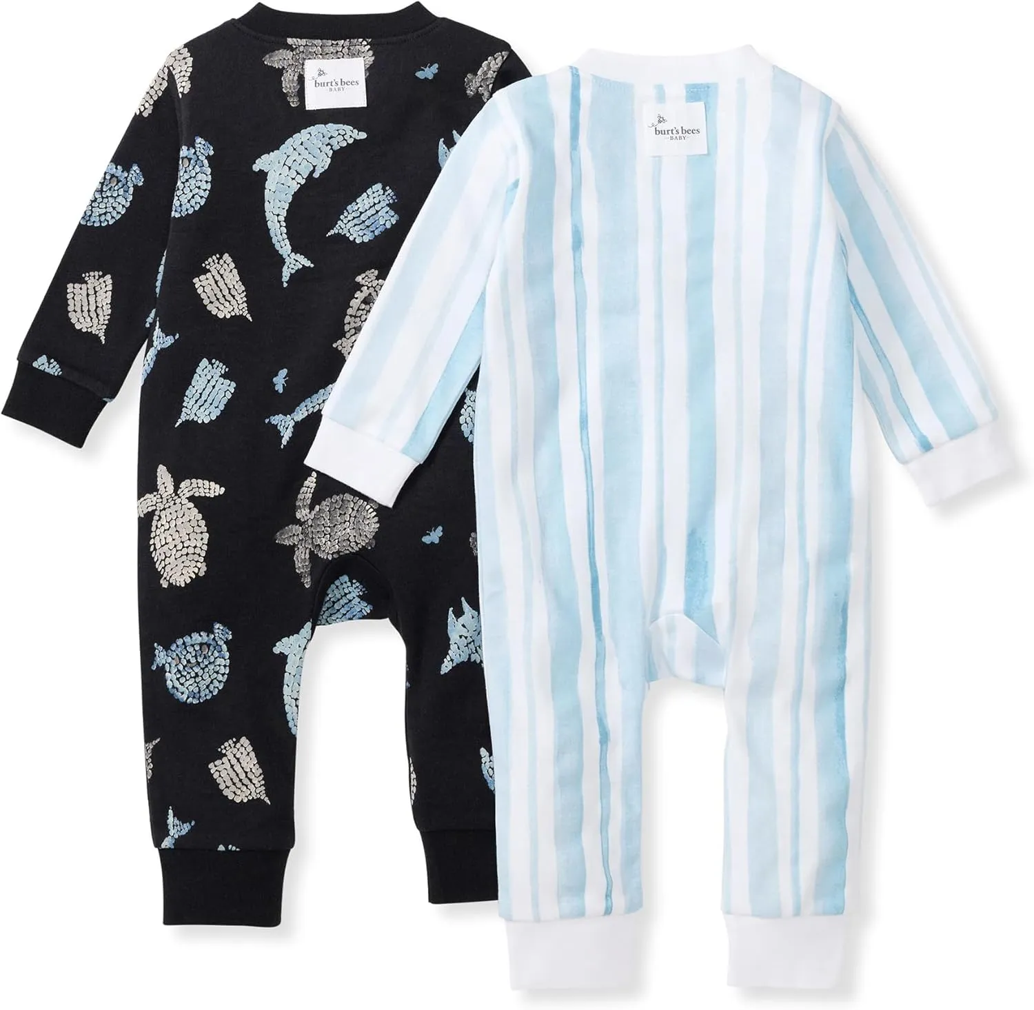 Burt's Bees Baby baby-boys Sleep and Play Pjs, 2-pack 100% Organic Cotton One-piece Zip Front Footless Jumpsuit Pajamas