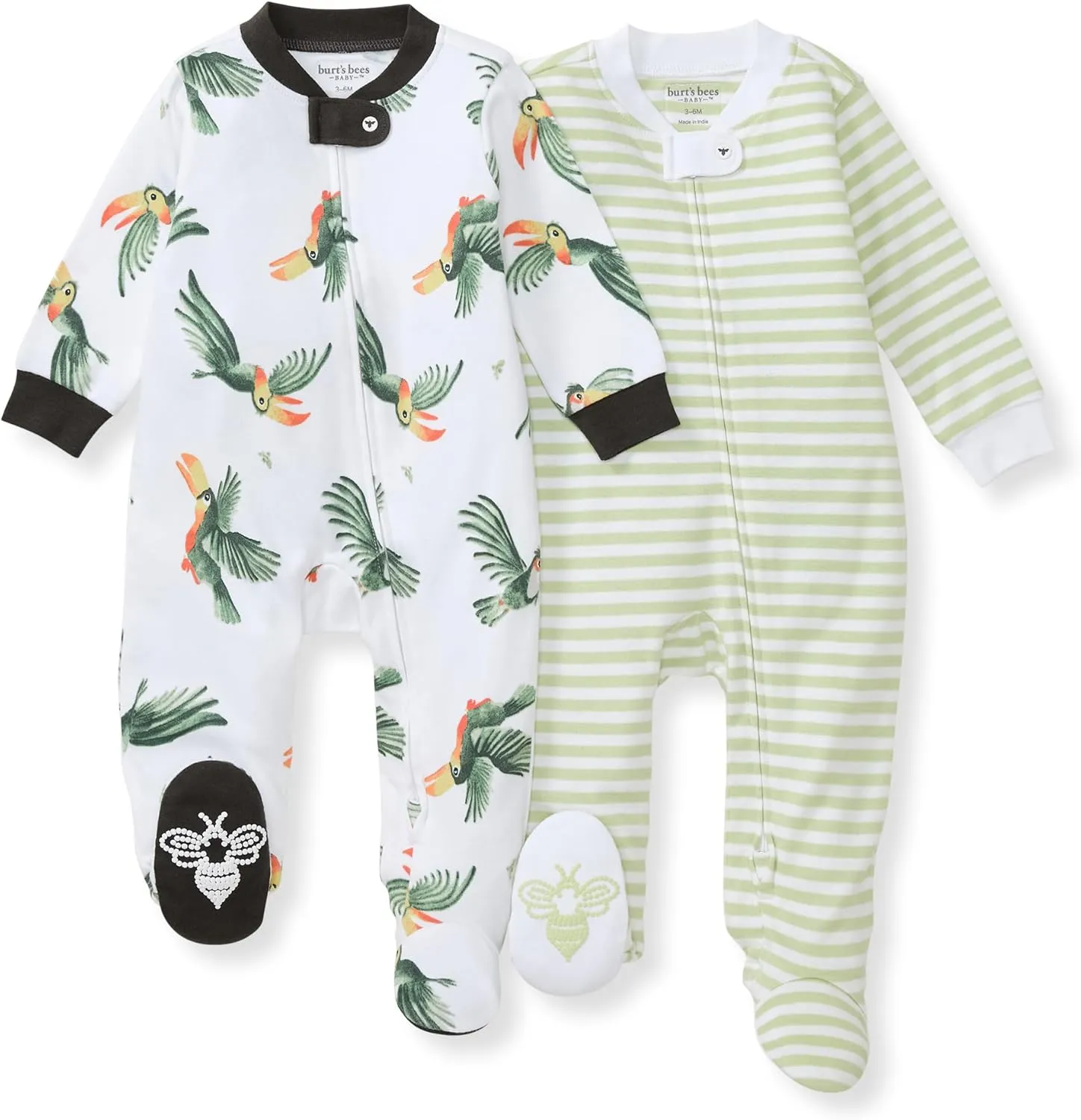 Burt's Bees Baby Essentials Baby Boys' Organic Cotton One-Piece Zip Front Sleep and Play Footed Pajamas