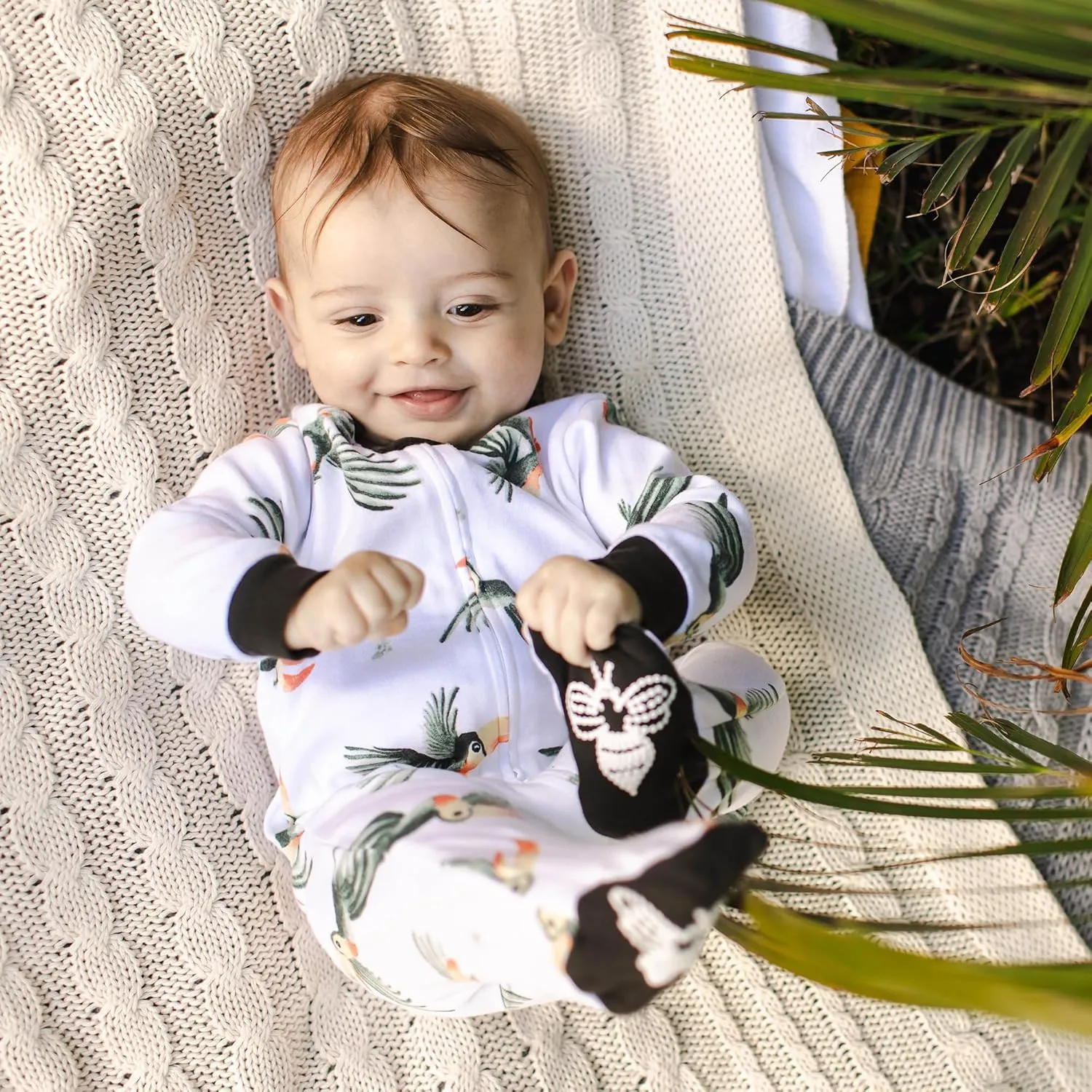 Burt's Bees Baby Essentials Baby Boys' Organic Cotton One-Piece Zip Front Sleep and Play Footed Pajamas