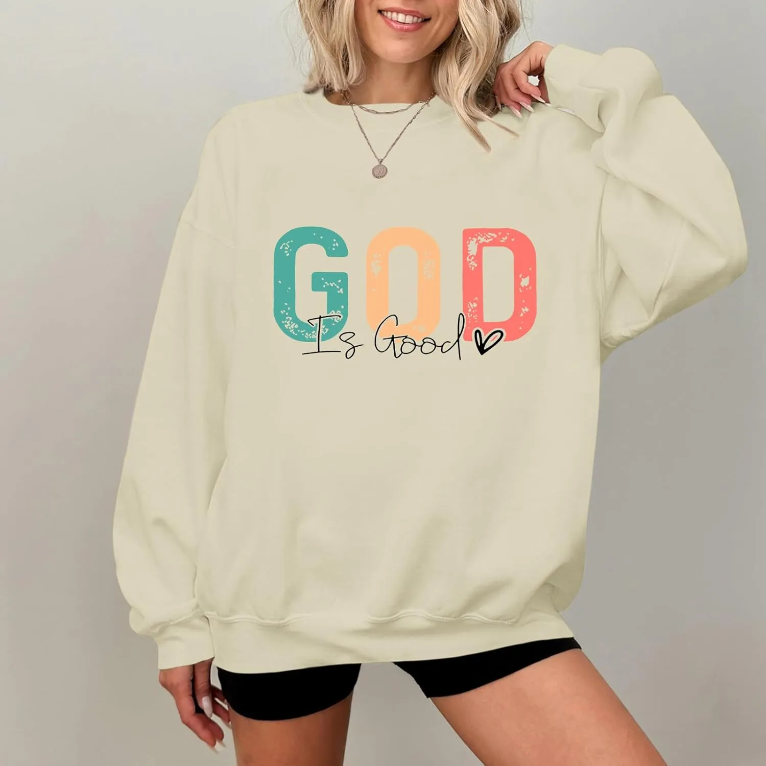 Christian God Is Good Sweatshirt for Women Oversized Religious Jesus Faith Shirts Inspirational Bible Verse Pullover