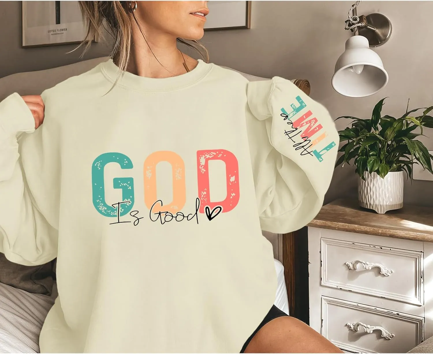 Christian God Is Good Sweatshirt for Women Oversized Religious Jesus Faith Shirts Inspirational Bible Verse Pullover