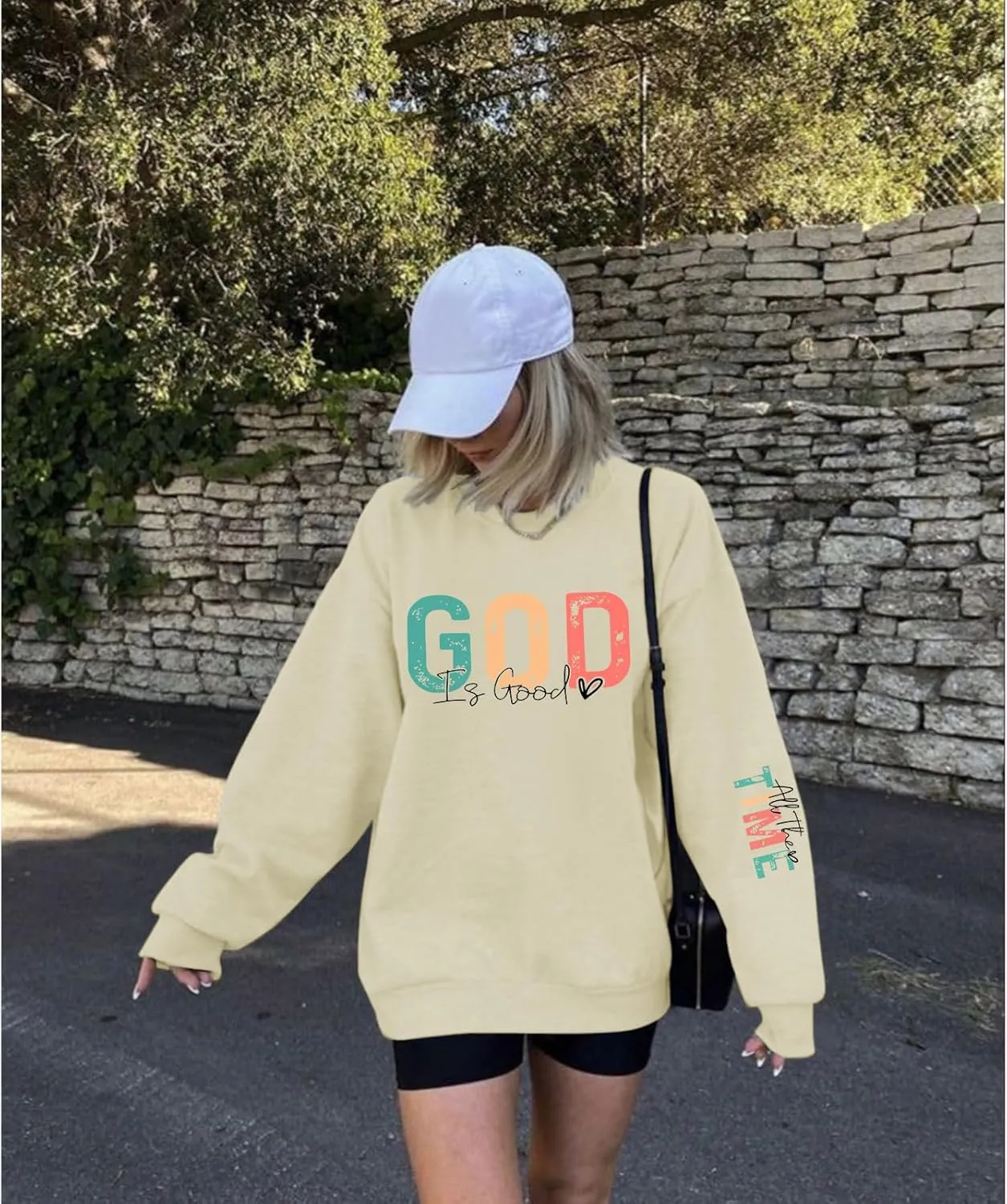 Christian God Is Good Sweatshirt for Women Oversized Religious Jesus Faith Shirts Inspirational Bible Verse Pullover