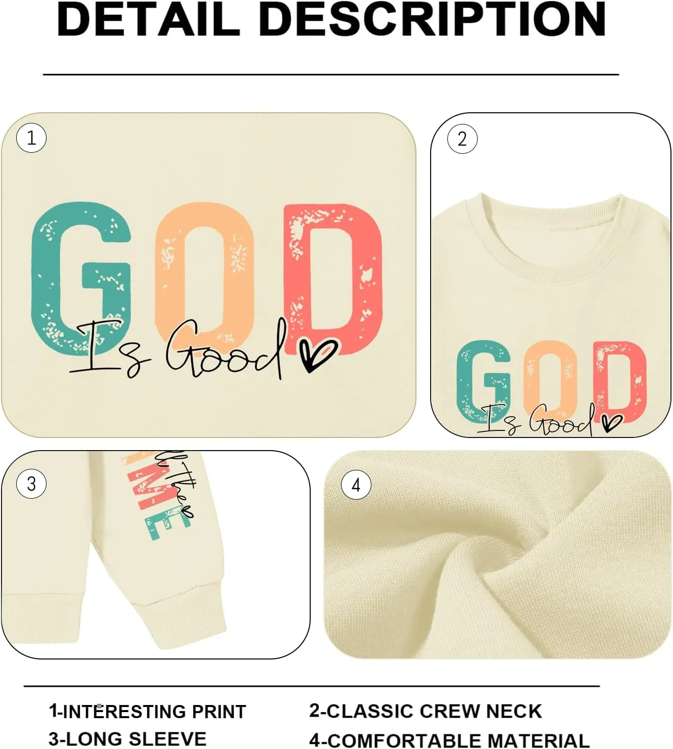 Christian God Is Good Sweatshirt for Women Oversized Religious Jesus Faith Shirts Inspirational Bible Verse Pullover